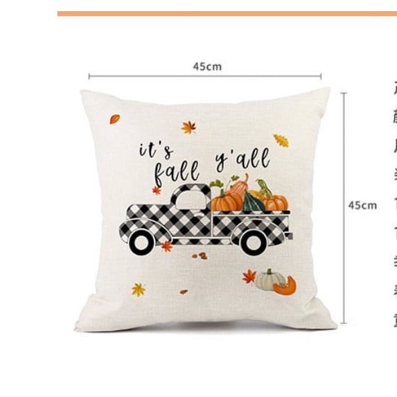 Guanhe Decorative & Throw Pillow Covers Thanksgiving Decorations Clearance 18''x18'' Linen Pillowcase with Plaid Printed, for Car Sofa Bed