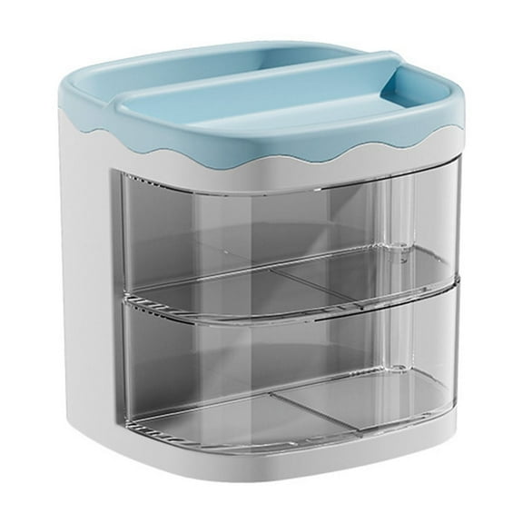 Moocorvic Desk Organizer with 2 Drawer, Plastic Desktop Pen Pencil Card Holder Storage Box for Desk, Office Supplies, Table Office Home