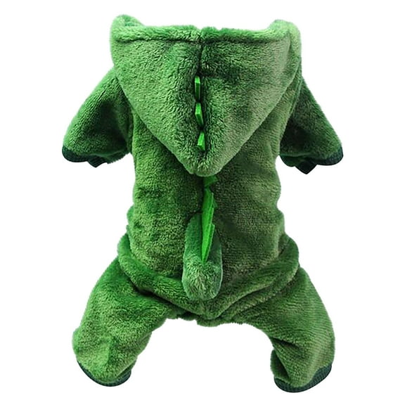 Moocorvic Dinosaur Pet Costumes Four Legged Flannel Cat Apparel Hooded Jumpsuit Party Clothes for Small Dogs