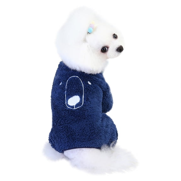 Moocorvic Dog Clothes Pet Jumpsuit for Small Medium Dogs Cats Boy Girl , Four-Leg Small Bear Dogs Soft Fleece Coat(Blue,S)