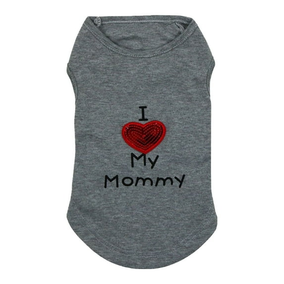 Moocorvic Dog Clothes Soft Fleece Vest I Love My Mom Pet Pullover Jacket for Dogs Cats Pet Costumes Under $5(Gray,L)