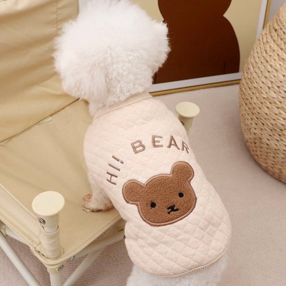 Moocorvic Dog Clothes for Small Dogs, Cute Bear Embroidered Winter Pet Vest for Cold Weather,M
