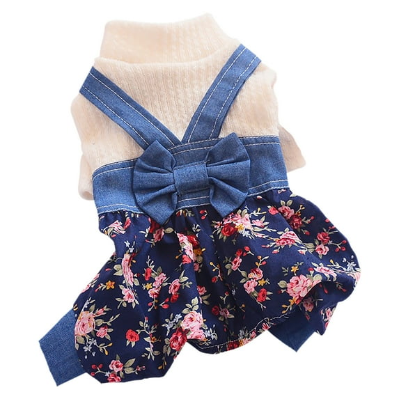 Moocorvic Dog Dresses for Small Medium Dogs Girl, Pet Cat Costumes Four-Leg Summer Dress,Floral Print