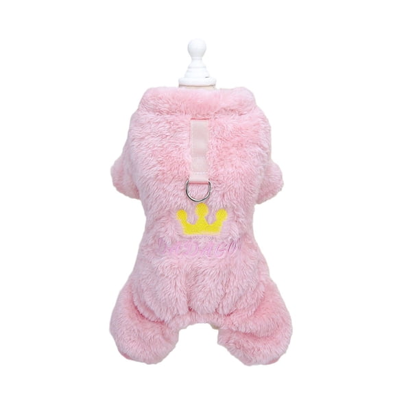 Moocorvic Dog Jumpsuit with Leash Ring, Warm Fall Winter Four-Legged Pet Clothes for Small Dogs Cats Girl Boy XL