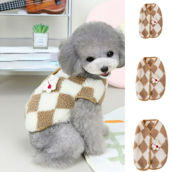 Moocorvic Dog Sweaters for Small Dogs Girl/Boy, Soft Warm Fleece Vest Button Easy to Wear On/Off Pet Clothes(Brown,S)