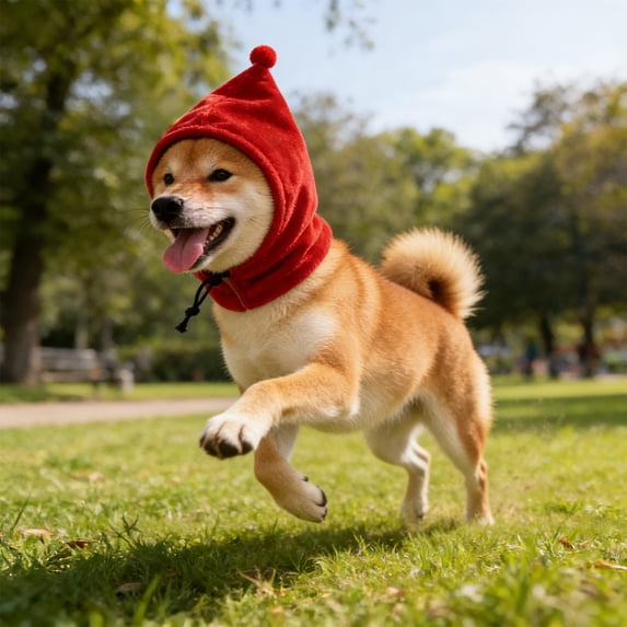 Dogs Hat,Dog Ear Muffs Noise Protection, Plush Dog Hats Pets Ears Warm Ear Cover, Winter Hat Head Wrap for Small Medium Dogs,S,Red