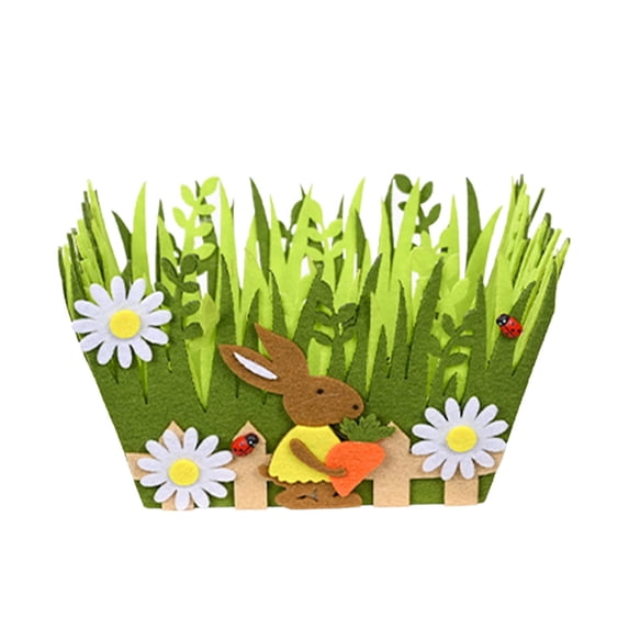 Moocorvic Easter Basket, Non-Woven Easter Egg Storage Baskets Rabbit Harvest Flower Pattern Green Desktop Storage Organizer Bags