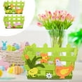 thumbnail image 1 of Moocorvic Easter Basket, Non-Woven Easter Egg Storage Baskets Rabbit Harvest Flower Pattern Green Desktop Storage Organizer Bags, 1 of 8