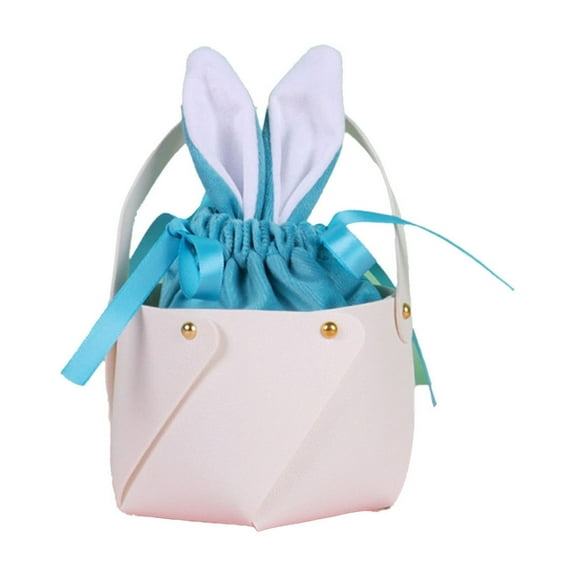 Moocorvic Easter Baskets Decorative Bunny Ear Gift Bag for Kids Easter Party Treats Picnic & Favors(PU)