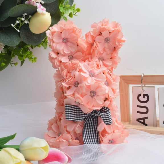 Moocorvic Easter Bunny Artificial Flower Tabletop Decoration Spring Easter Decor, Light-pink, 7.87''