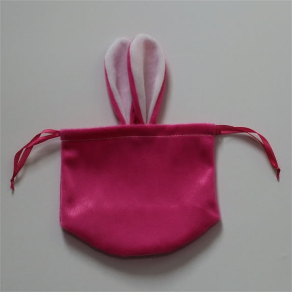 Moocorvic Easter Bunny Drawstring Gift Bag, Rabbit Ears Easter Baskets Party Favors Candy Egg Hunts Stuffer for Kids Girls Boys(Hot Pink)