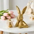 thumbnail image 1 of Moocorvic Easter Decorations Bunny Figurine Statue, Spring Table Decor Vintage Gold Thinking Rabbits for Desk Cabinet Bookshelf Bar Office Decor, 1 of 6