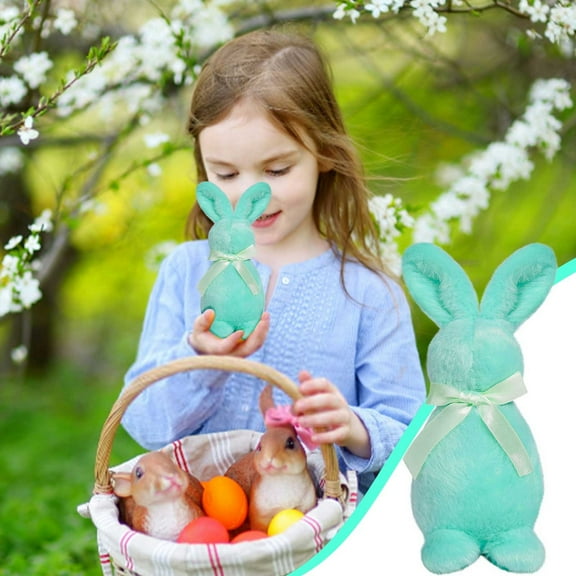 Moocorvic Easter Decorations Bunny Figurines Plush Doll Easter Baskets Filled Party Favors Gifts 7.1Inches 1PC