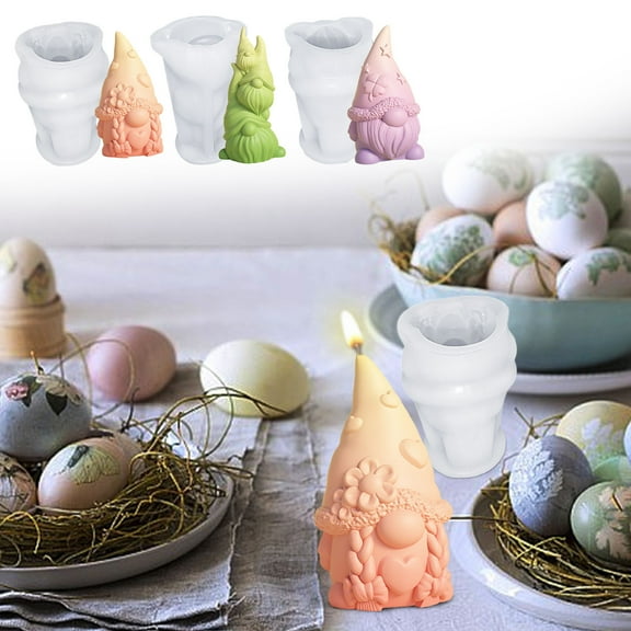 Moocorvic Easter Gnome Silicone Mold 3D Candle Molds for Fondant, Soap, Polymer Clay, Plaster Ornament, Resin Art