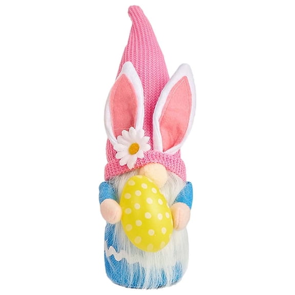 Moocorvic Easter Gnomes Holding Easter Eggs, Spring Plush Bunny Ornaments for Table Indoor Easter Basket Stuffers Gifts Toys