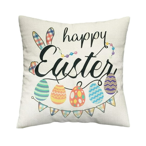 Moocorvic Easter Pillow Cover Spring Decor Easter Bunny Egg Florals Decorative Throw Pillow Cover Patio Sofa Cushion Pillowcase 18x18