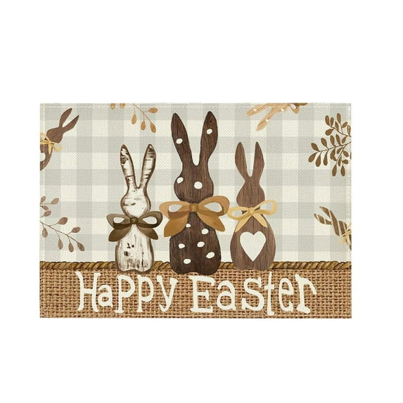 Moocorvic Easter Placemats, Easter Gnomes Floral Bunny Rabbit Spring Table Mats for Party Kitchen Dining Decoration