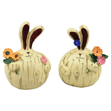 Moocorvic Easter Rabbit Doll Decoration Bunny Figurine Bunny Cake Topper for Birthday Gift Desk Decorations Rabbit Cake Decoration, Miniature Fairy Garden Decoration