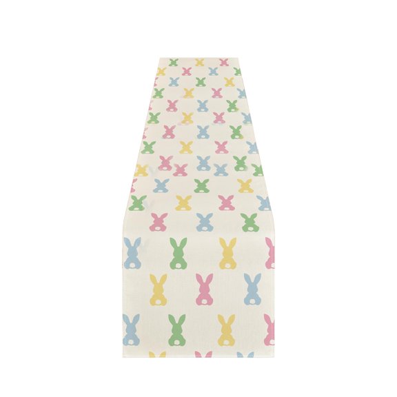 Moocorvic Easter Table Runners Clearacne Under $1 Bunny Print Easter Decorations for Table Spring Table Runner Party Decorations for Kitchen Dining