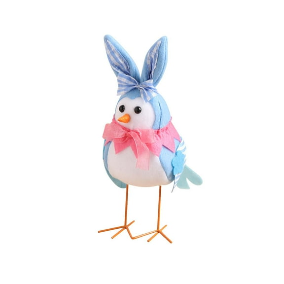 Moocorvic Easter Tabletop Decoration Bird Figurine,Table Decorations Cute Bird Ornaments for New Year Xmas(Bunny Ear+Bow)