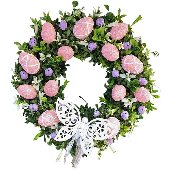 Moocorvic Easter Wreaths for Front Door Large Indoor Outdoor Easter Hanging Ornaments Bunny Wreath Easter Party Supplies 25cm/9.84Inch