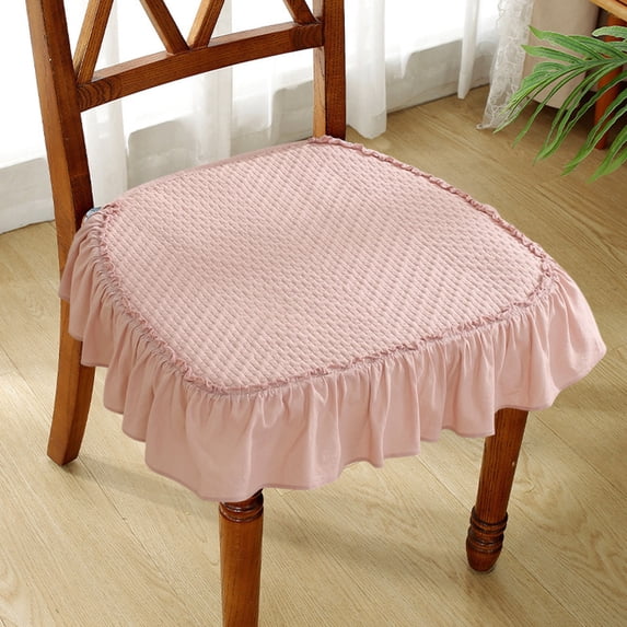 Moocorvic European Style Chair Cushion,Linen Breathable Chair Pad With Ruffled Skirt Edge- Washable for Dining Room & Bedroom,18.5x17.7 Inch