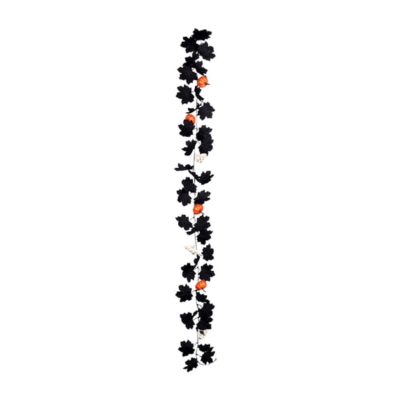 Moocorvic Fall Black Garland 5.74 FT With Orange Pumpkins Berries, Thanksgiving Decorations Autumn Leaf Vines Table Decoration for Party Mantle Indoor