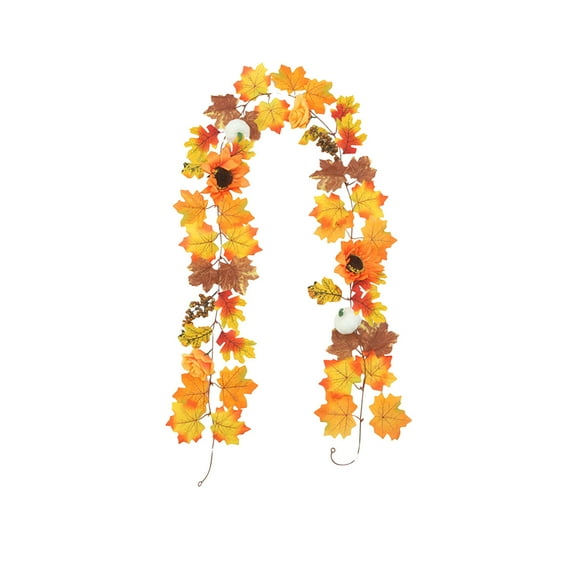 Moocorvic Fall Maple Garland, 6.56 FT Artificial Fall Leave Vines Garland Colorful Autumn Decor for Home Wedding Party Thanksgiving Dinner Fireplace Door Frame