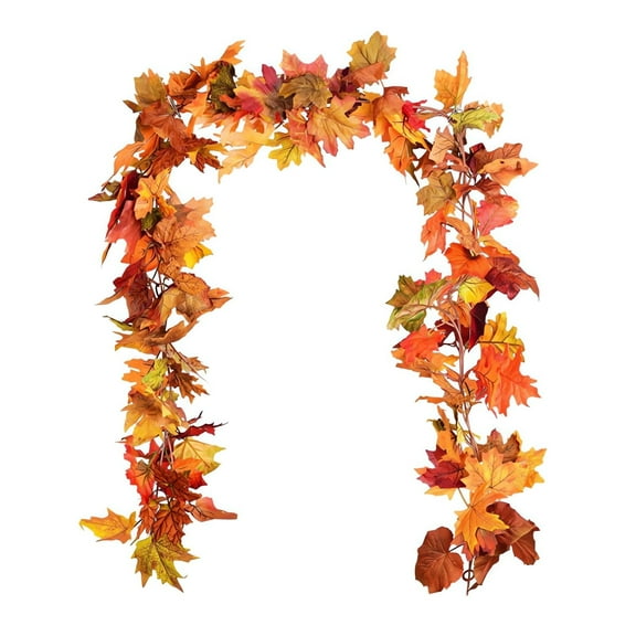 Moocorvic Fall Maple Leaf Garland - 6.56ft Artificial Garland Autumn Hanging Fall Leave Vines for Indoor Outdoor Wedding Thanksgiving Dinner Party Decor
