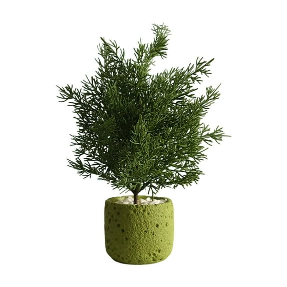 Moocorvic Faux Small Pine Tree Potted Plant, Artificial Greenery for Office Desk, Living Room Indoor Decor
