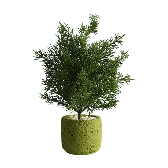 Moocorvic Faux Small Pine Tree Potted Plant, Artificial Greenery for Office Desk, Living Room Indoor Decor