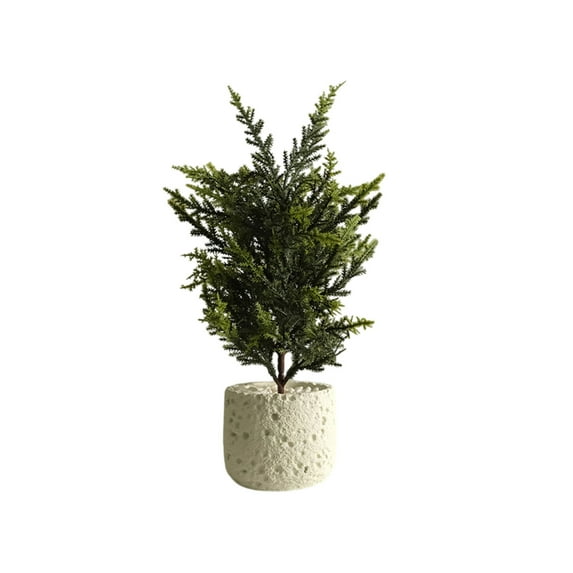 Moocorvic Faux Small Pine Tree Potted Plant, Artificial Greenery for Office Desk, Living Room Indoor Decor