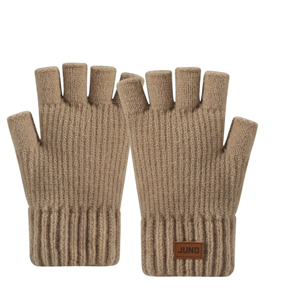 Moocorvic Fingerless Gloves for Women, Half Finger Winter Warm Knitted Gloves for Cycling, Running, Outdoor,Biking,Driving,Working(Khaki)