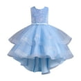 thumbnail image 1 of Moocorvic Flower Girl Dress for Wedding, Sleeveless Round-Neck Lace Princess Ruffles Pageant Dress Long Party Ball Gown 5-6Years,Blue, 1 of 4