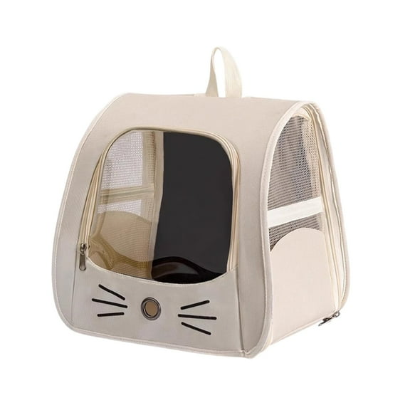 Moocorvic Foldable Cat Backpack Carrier Anti-Scratch Mesh Pet Bag, Foldable Travel Cage for Hiking,14Inch