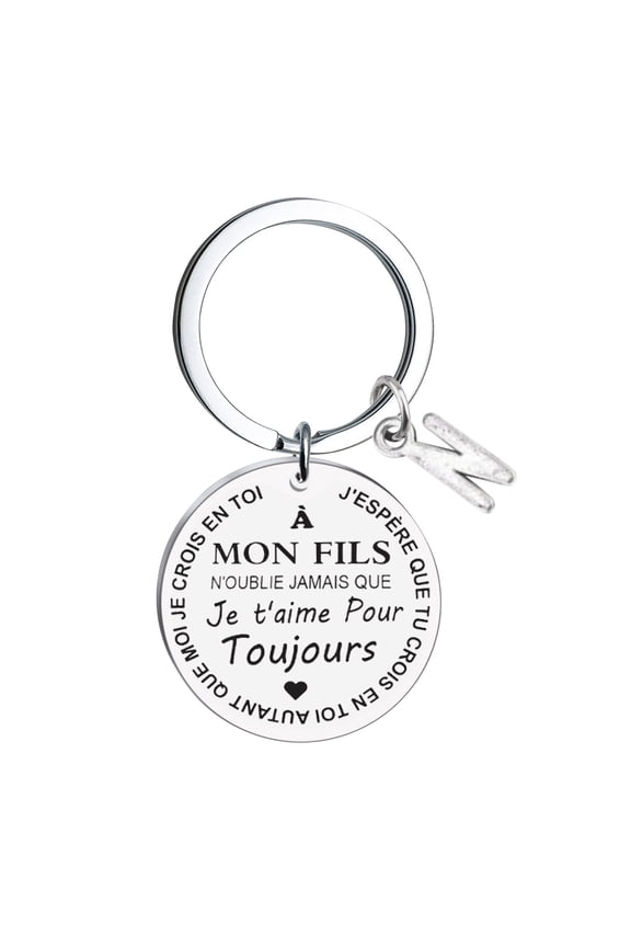 Freach DIY To My Son Stainless Steel Last Name 26 Letter Keychain 3x3cm