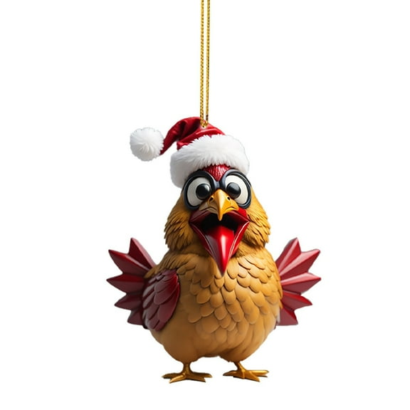 Moocorvic Funny Christmas Cute Rooster Hanging Pendent, Holiday Party Decoration Christmas Tree Decor for Home Outdoor Christmas Decorations Yard