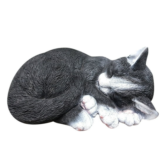 Moocorvic Garden Decor Sleeping Cat Statue, Resin Ornaments for Outdoor Decor Yard Decorations Outdoor