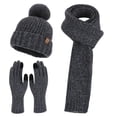 thumbnail image 1 of Moocorvic Gifts for Men Beanie Hat Scarf Gloves Set of 3, Winter Knitted Warm Long Scarf Neck Warmer Touchscreen Gloves(Dark Gray), 1 of 2