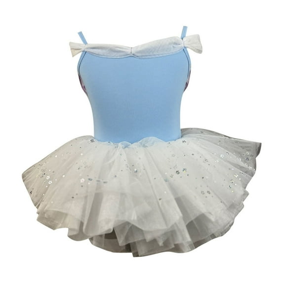 Moocorvic Girls Ballet Dance Dress Skirt Girls Gymnastics Leotards Backless Dress Outfit Costume 15-16 Years,Light Blue