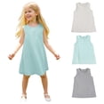 thumbnail image 1 of Moocorvic Girls Dresses Summer Pure Color Halter Sleeveless Casual A-line Dress for Toddler Girls 3-4 Years,Mint Green, 1 of 9