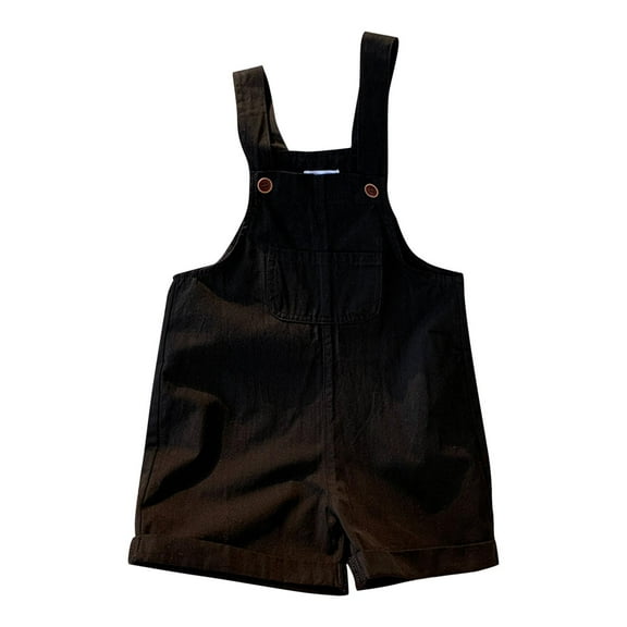 Moocorvic Girls Summer Sleeveless Casual Romper Spaghetti Strap Shorts Jumpsuit With Pockets(Black)