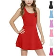 thumbnail image 1 of Moocorvic Girls Tennis Dress Sleeveless Golf Outfit High Waist Workout Athletic Skorts Sets with Shorts Pockets 6-7Years,Red, 1 of 9
