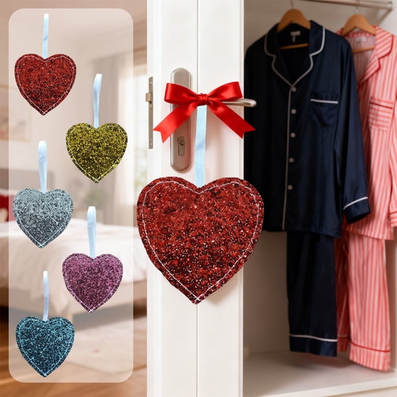 Moocorvic Glitter Heart Shaped Christmas Tree Ornaments, for Valentine's Day, Wedding, Party DIY Crafts