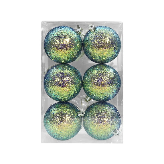 Moocorvic Green Ball Ornament 6Pcs, 2.4 Inch Glitter Christmas Shatterproof Tree Decorations for Xmas Trees Wedding Party Holiday Decorations