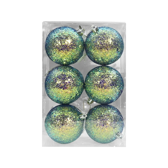 Moocorvic Green Ball Ornament 6Pcs, 2.4 Inch Glitter Christmas Shatterproof Tree Decorations for Xmas Trees Wedding Party Holiday Decorations