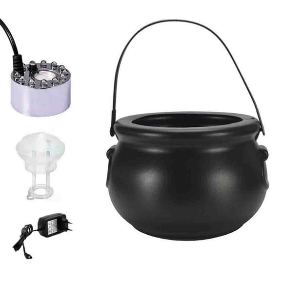 Moocorvic Halloween 12 LED Lights Mist Maker Witches Cauldron Witch Jar , Outdoor Halloween Decorations Indoor , Halloween Porch Decor, Halloween Bucket