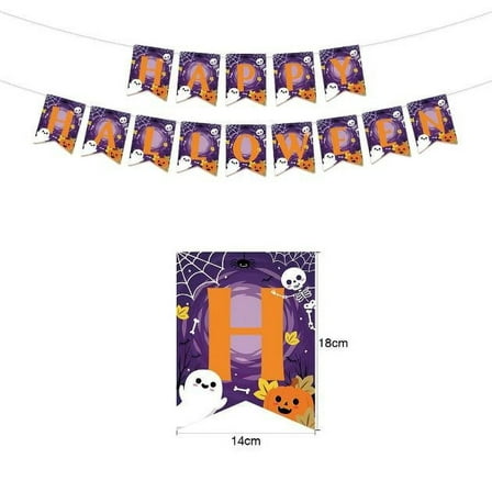 Moocorvic Halloween Banner Hanging Flag Bunting Garland Decorations, Halloween Birthday Party Decorations