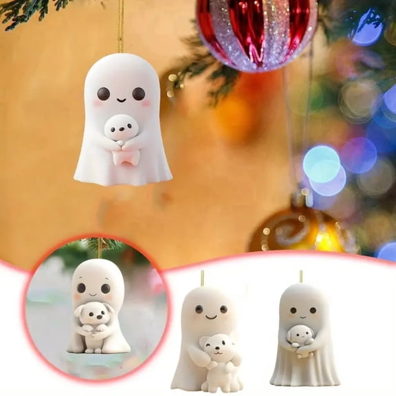 Moocorvic Halloween Hanging Ornaments Ghost Decoration Christmas Tree Decorations Ornaments Resin Mini Halloween Decoration for Party Decor