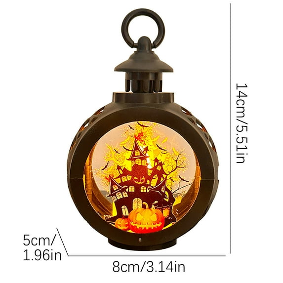 Moocorvic Halloween Pumpkin Lamp, Round Mini Candle Lantern Fall Decor with Hanging Loop Led Night Light for Halloween Ghost Party Home Outdoor Yard Decor(Battery Operated)